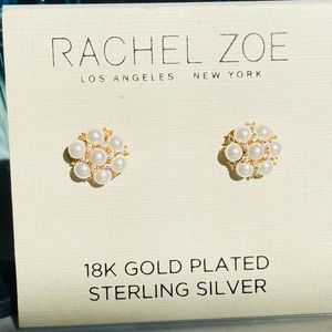 NEW on card-Rachel Zoe 18K Gold over Sterling Silver simulated Pearl Earrings